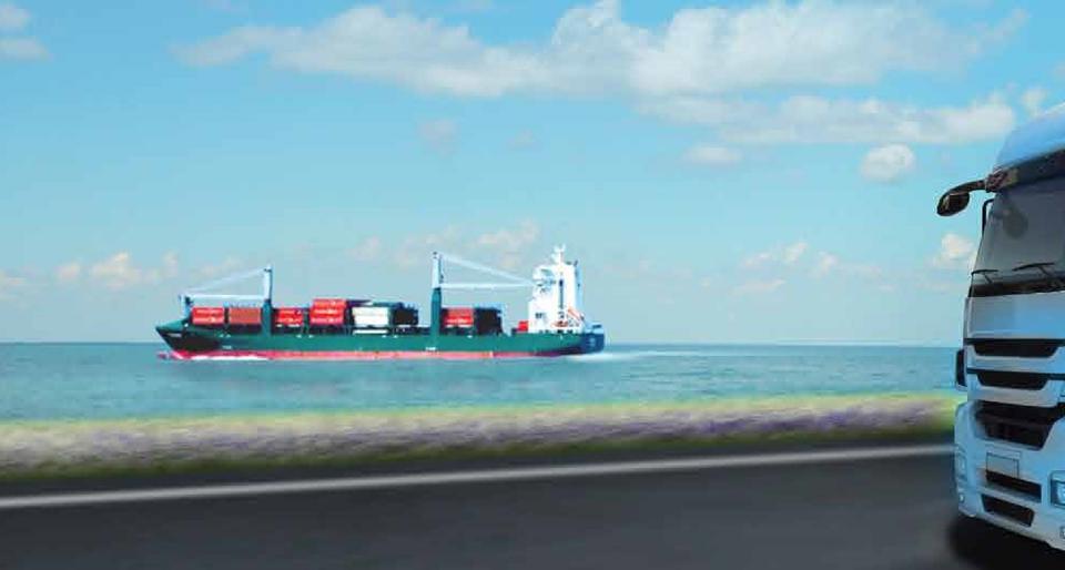 Container ship at sea